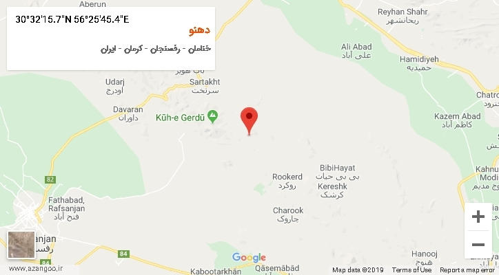روستای دهنو بر روی نقشه