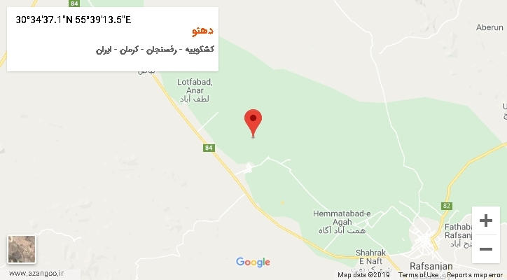 روستای دهنو بر روی نقشه