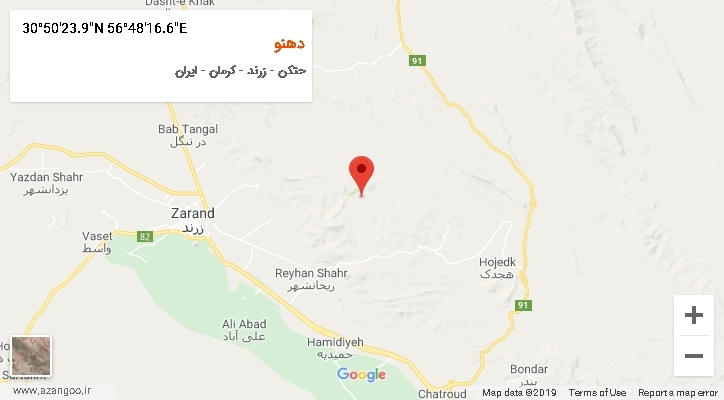 روستای دهنو بر روی نقشه