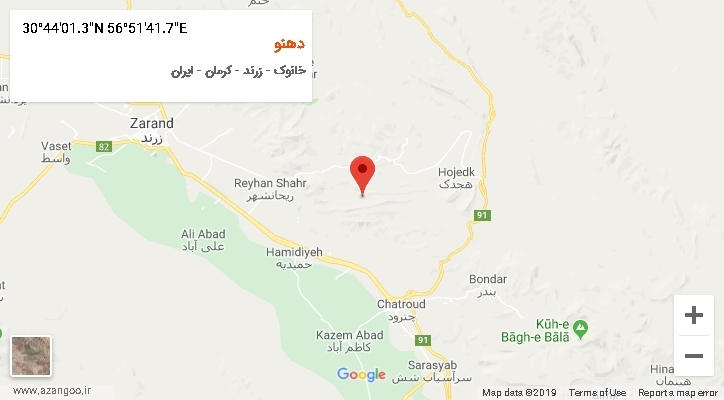 روستای دهنو بر روی نقشه