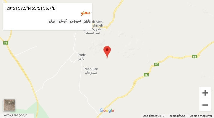 روستای دهنو بر روی نقشه