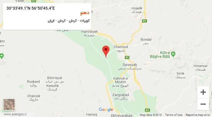 روستای دهنو بر روی نقشه