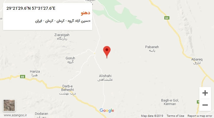 روستای دهنو بر روی نقشه