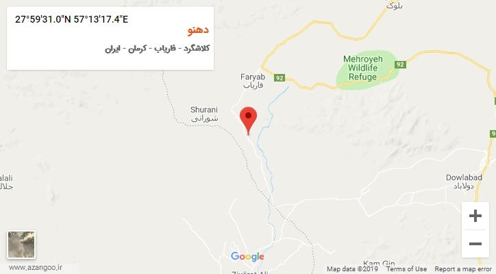 روستای دهنو بر روی نقشه