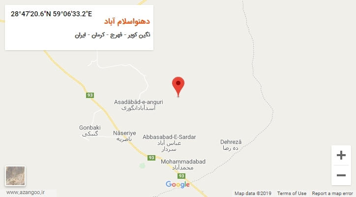 روستای دهنواسلام آباد بر روی نقشه