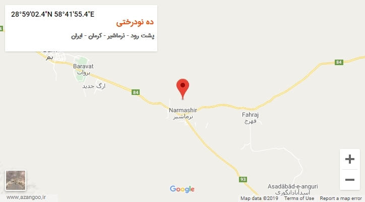 روستای ده نودرختی بر روی نقشه