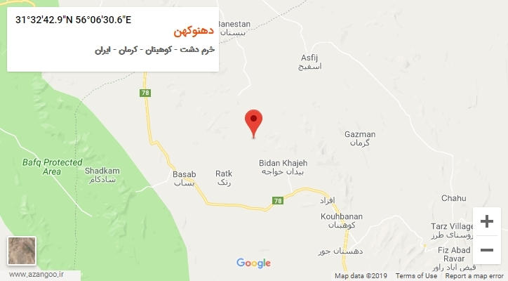 روستای دهنوکهن بر روی نقشه