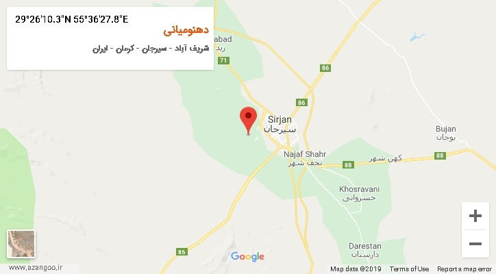 روستای دهنومیانی بر روی نقشه
