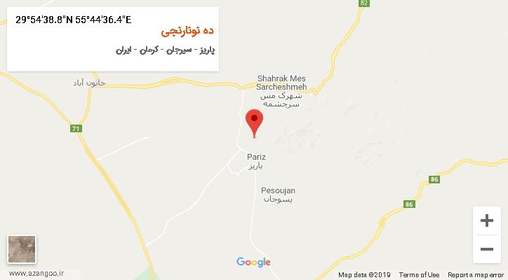 روستای ده نونارنجی بر روی نقشه
