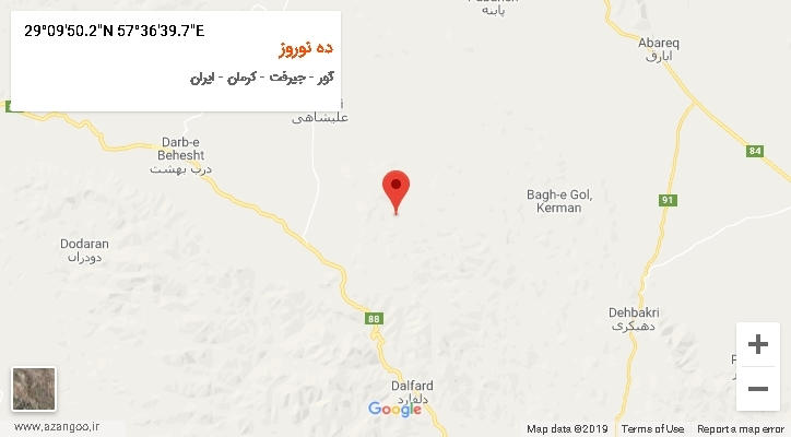 روستای ده نوروز بر روی نقشه