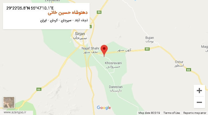 روستای دهنوشاه حسین خانی بر روی نقشه