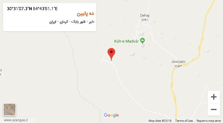 روستای ده پایین بر روی نقشه