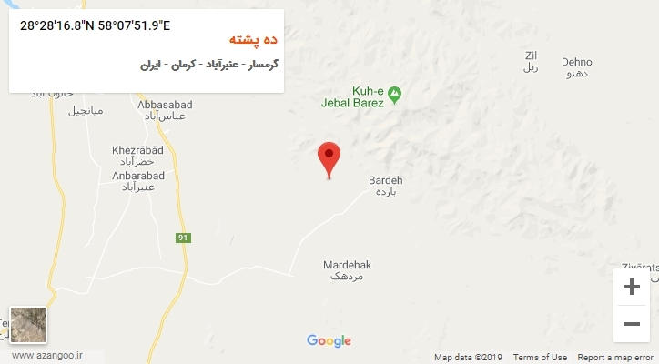 روستای ده پشته بر روی نقشه