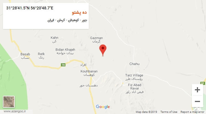 روستای ده پشتو بر روی نقشه