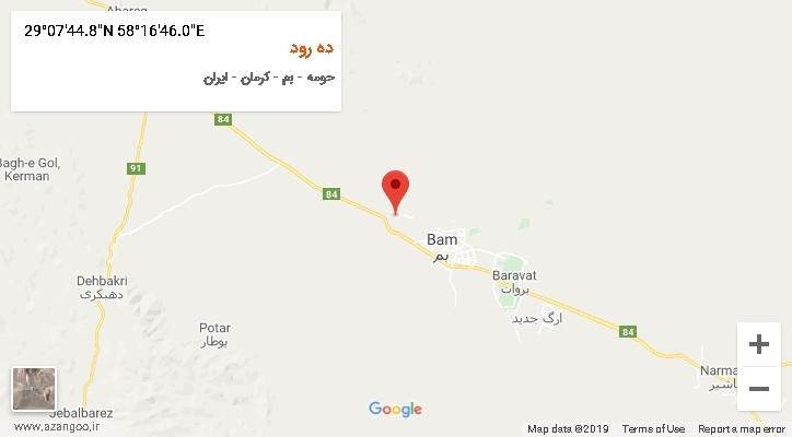 روستای ده رود بر روی نقشه