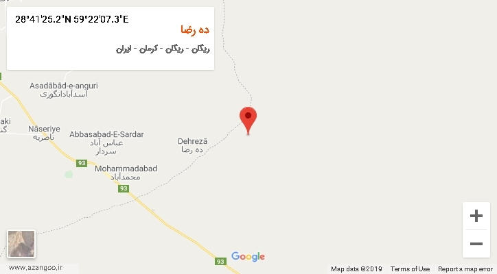 روستای ده رضا بر روی نقشه