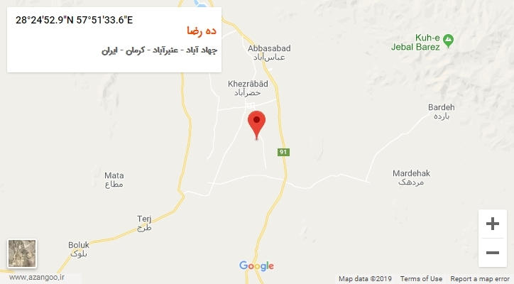 روستای ده رضا بر روی نقشه