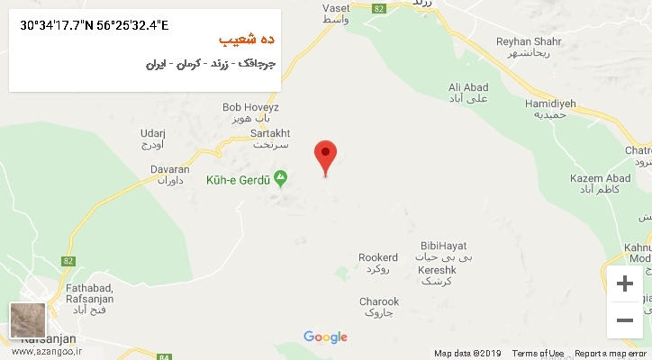 روستای ده شعیب بر روی نقشه