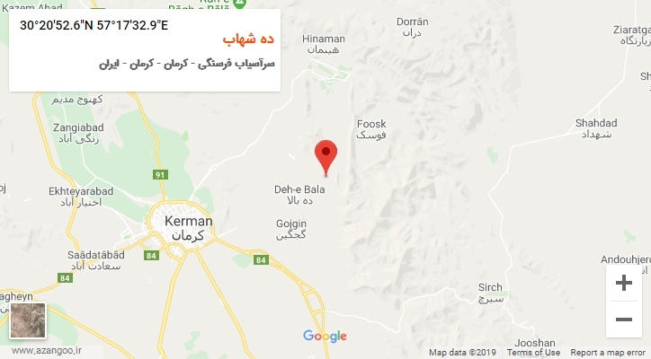 روستای ده شهاب بر روی نقشه