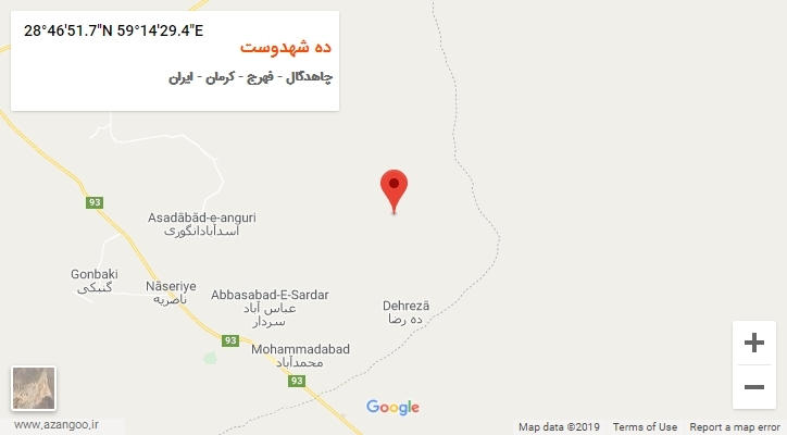 روستای ده شهدوست بر روی نقشه