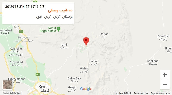 روستای ده شیب وسطی بر روی نقشه