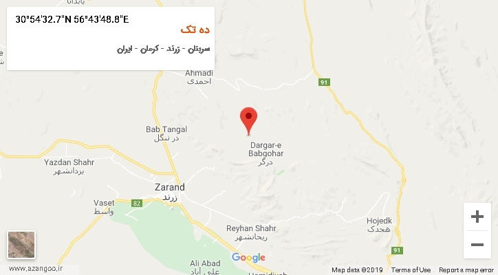 روستای ده تک بر روی نقشه