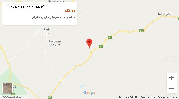 روستای ده تک بر روی نقشه