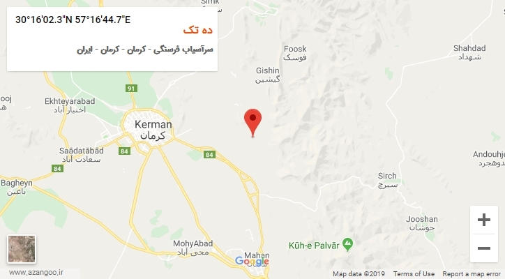 روستای ده تک بر روی نقشه
