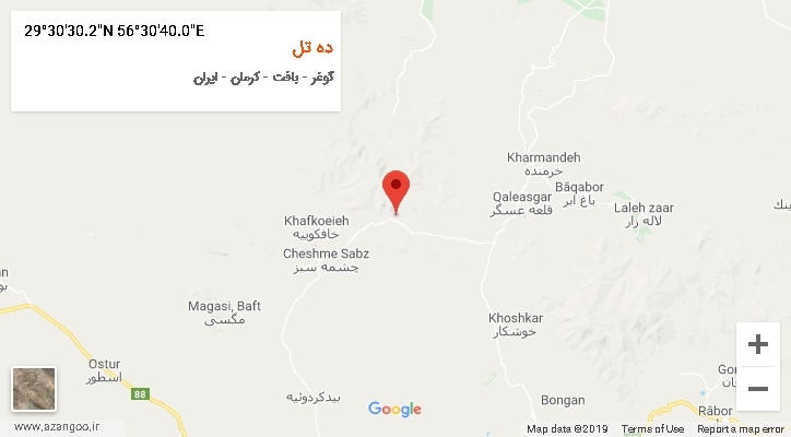 روستای ده تل بر روی نقشه