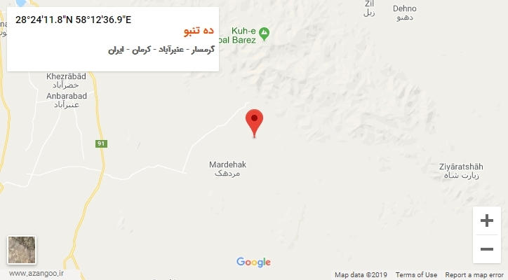 روستای ده تنبو بر روی نقشه