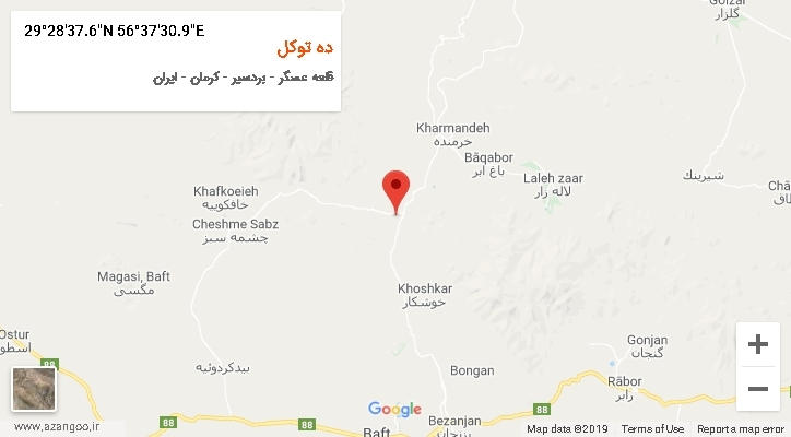 روستای ده توکل بر روی نقشه