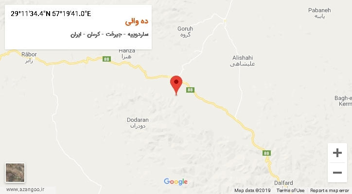 روستای ده والی بر روی نقشه