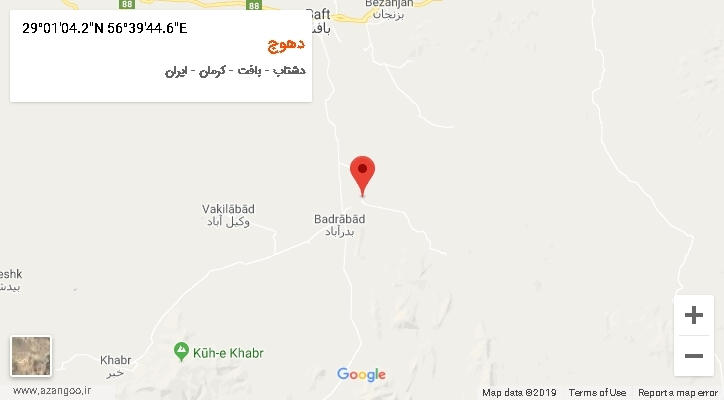 روستای دهوج بر روی نقشه