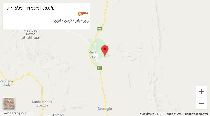 روستای دهوج بر روی نقشه