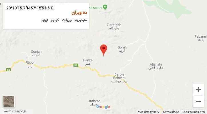 روستای ده ویران بر روی نقشه