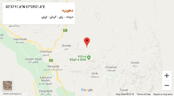 روستای دهوییه بر روی نقشه