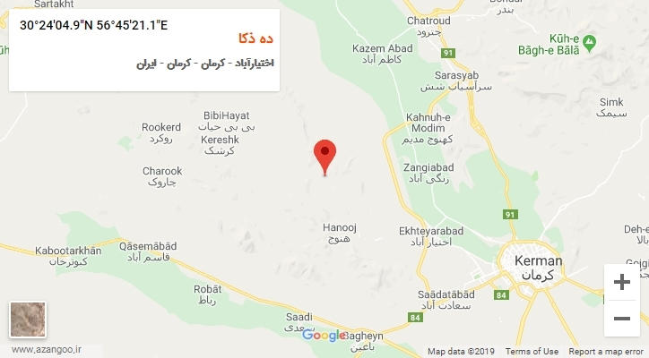 روستای ده ذکا بر روی نقشه