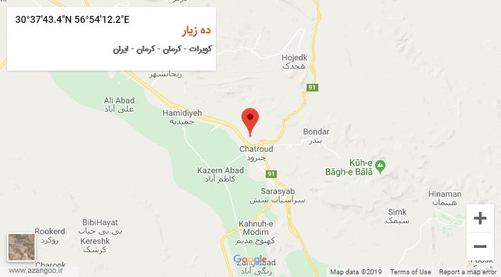 روستای ده زیار بر روی نقشه