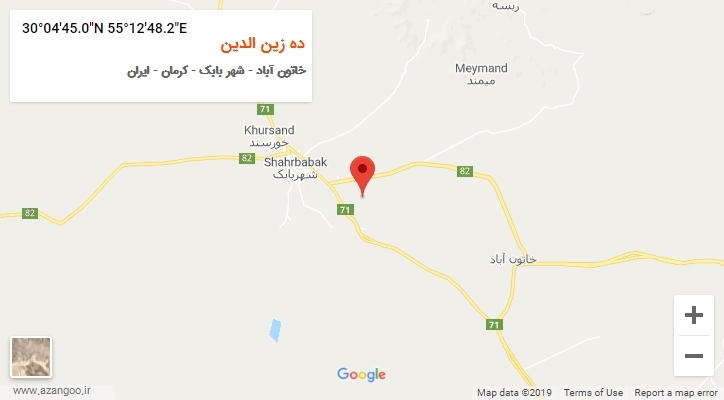 روستای ده زین الدین بر روی نقشه