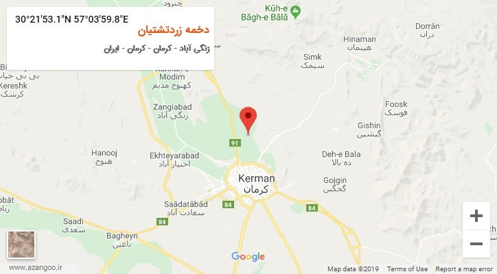 روستای دخمه زردتشتیان بر روی نقشه
