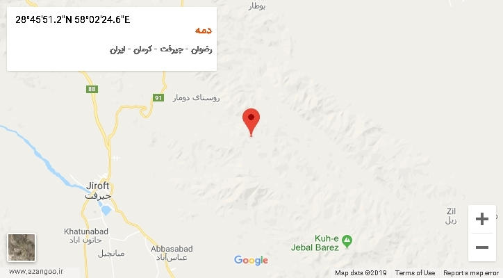 روستای دمه بر روی نقشه