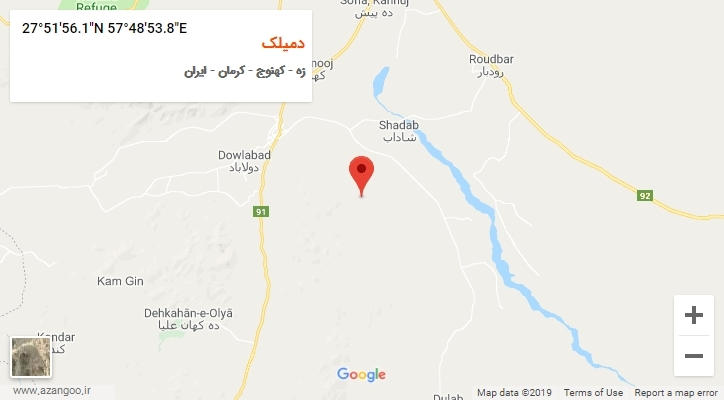 روستای دمیلک بر روی نقشه