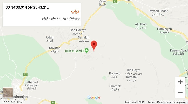 روستای دراب بر روی نقشه