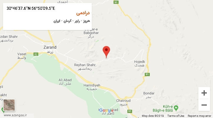 روستای درادمی بر روی نقشه