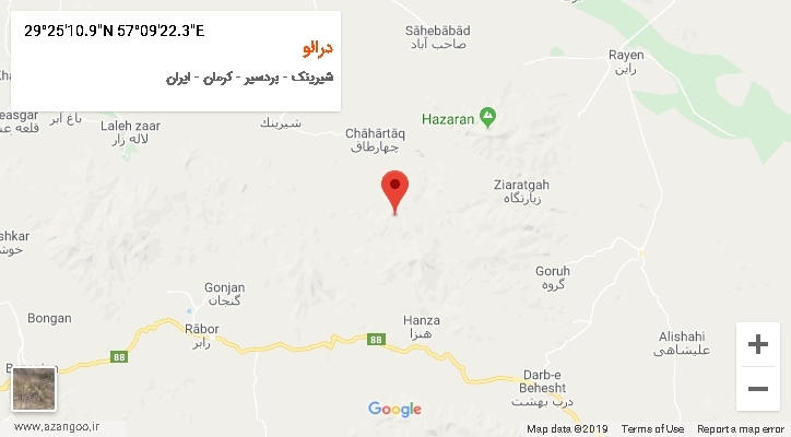 روستای درالو بر روی نقشه
