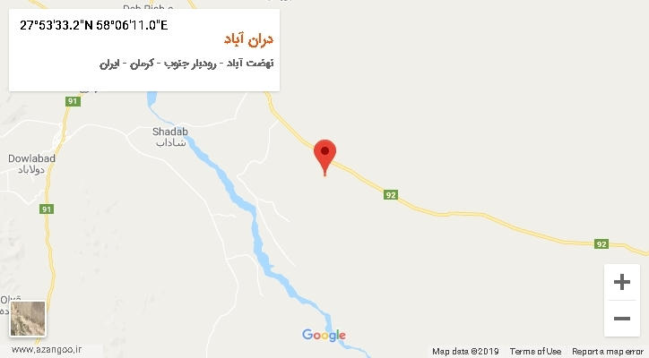 روستای دران آباد بر روی نقشه