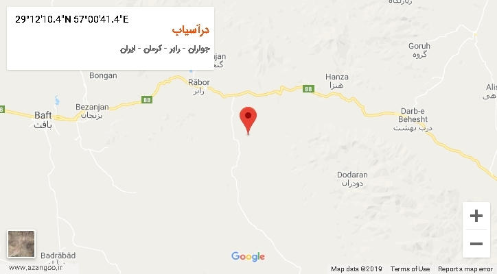 روستای درآسیاب بر روی نقشه