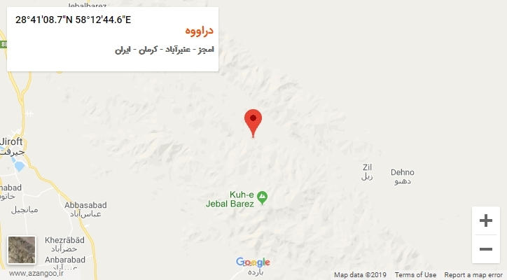 روستای دراووه بر روی نقشه