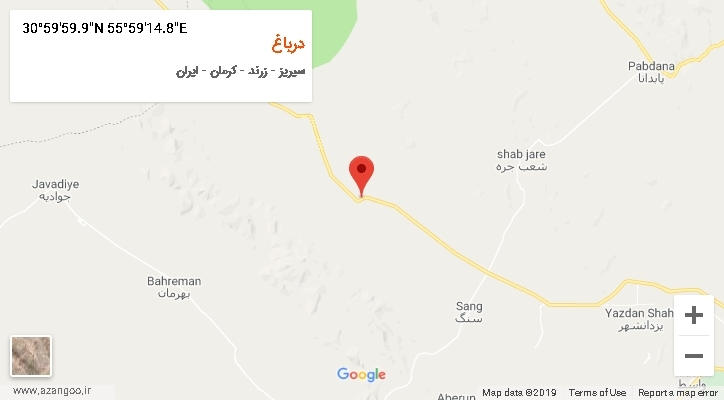 روستای درباغ بر روی نقشه