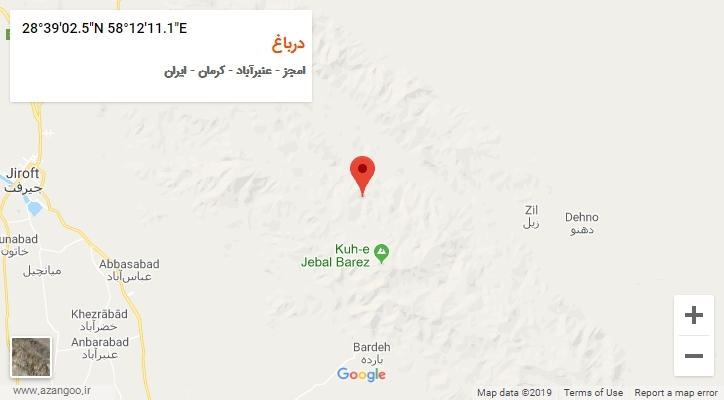 روستای درباغ بر روی نقشه